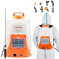 Battery Powered Backpack Sprayer, 0-90 PSI Adjustable Pressure, 4 Gallon Tank, Back Pack Sprayer with 8 Nozzles and 2 Wands, 12V 8Ah Battery, Wide Mouth Lid for Weeding, Spraying, Cleaning