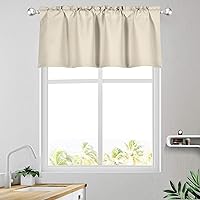 KEQIAOSUOCAI Light Beige Valance for Windows Rod Pocket Energy Efficient Cream Topper Curtain Valance 16 Inch for Bedroom Living Room Dinning Kitchen 1 Panel 42Wx16L