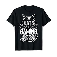 Cats And Gaming Funny For Gamer, Cat Lover, Cat Mom, Cat Dad T-Shirt