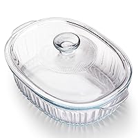 NUTRIUPS 3L Oval Glass Casserole Dish with Glass Lid, Borosilicate Glass, Large Oval Casserole Dish for Oven, Casserole Dish with Lid