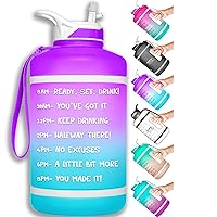 NatureWorks HydroMATE Half Gallon Water Bottle with Time Markers BPA Free Reusable Leak Proof Jug with Straw and Handle 64 oz