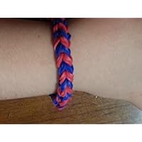 Rainbow Loom Double Braid Frendship Bracelet - Red and Blue (NE Patriots colors) plus BONUS free Tom Brady Trading Card