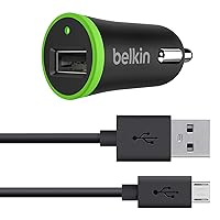 Belkin MiXiT Car Charger + Micro USB Cable, 4 Feet (Black)