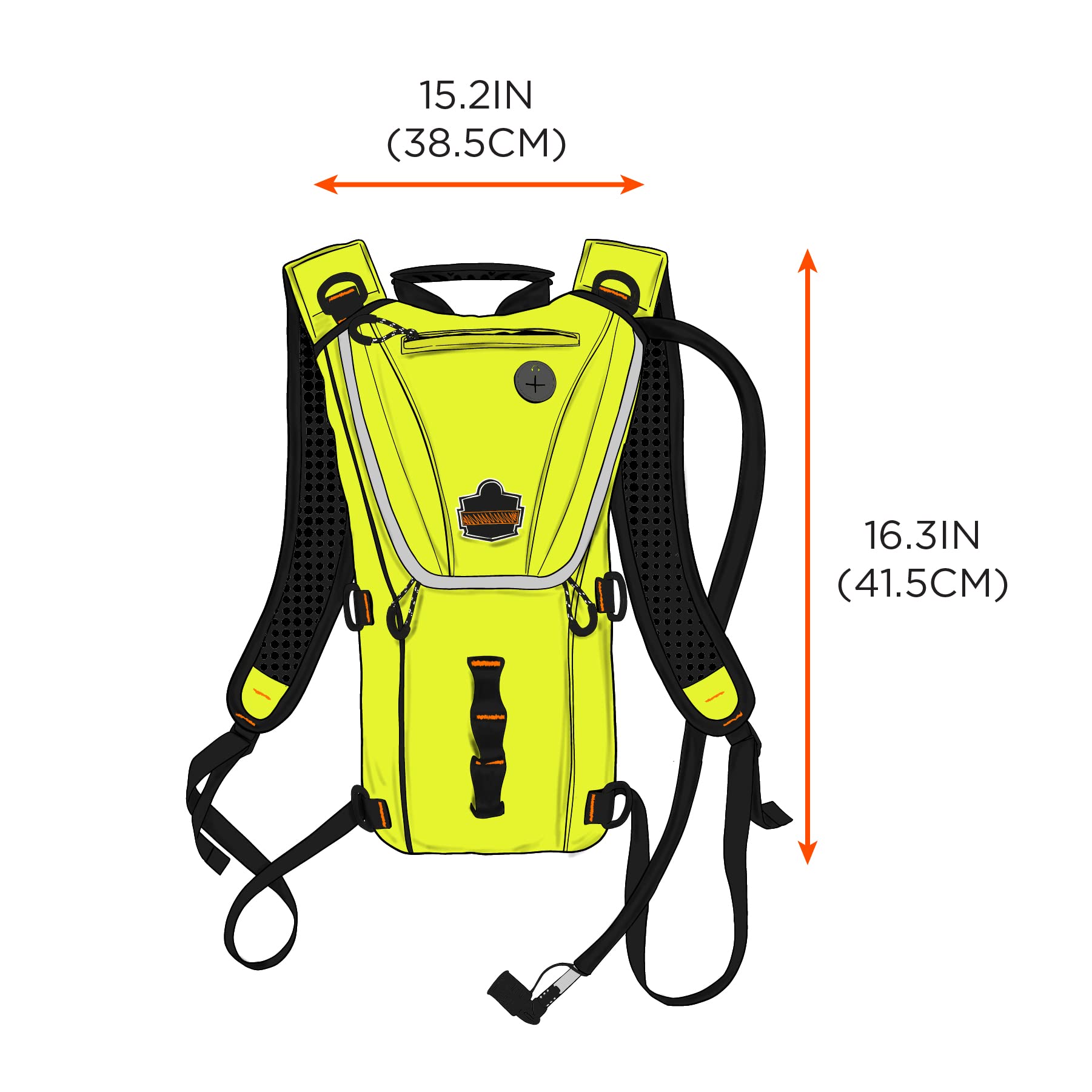 Ergodyne Chill-Its 5156 Hydration Backpack with Storage, Low Profile Pack, High Visibility Reflective, 3 Liter Bladder, Breakaway Shoulder Straps,Lime