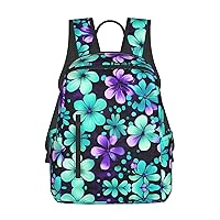 purple and teal flowers print Lightweight Laptop Backpack Travel Daypack Bookbag for Women Men for Travel Work