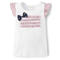 Girls' and Toddler Spring and Summer Embroidered Graphic Short Sleeve T-Shirts