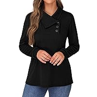 QIXING Women's Long Sleeve Cowl Neck Casual Blouse Flowy Swing Pullover Tunic Top