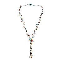 Pretty and Elegant Handcrafted Colorful Cluster of Stones Drop Necklace