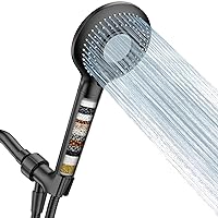 Filtered Shower Head with Handheld, High Pressure 3 Spray Mode Showerhead with 15 Stage Water Softener Filters Beads for Hard Water - Remove Chlorine - Reduces Dry Itchy Skin, Matte Black