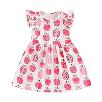 Kids Baby Girl Summer Dress Fruit Print Flutter Sleeve A-Line Dress One Piece Princess Party Sundress