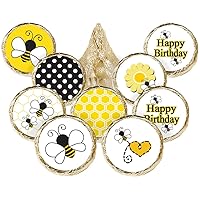 Bumble Bee Birthday Party Favor Stickers - 180 Labels