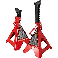 BIG RED T46002A Torin Steel Jack Stands: Double Locking, 6 Ton (12,000 lb) Capacity, Red, 1 Pair