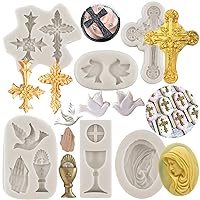 Cross Silicone Mold Communion Chalice Dove Fondant Molds Baptism Cake Mold For Baptism Party Cake Decorating Cupcake Topper Chocolate Candy Gum Paste Set Of 4