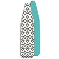Whitmor Reversible Ironing Board Cover and Pad, Diamonds Turquoise, 54.0x15.0