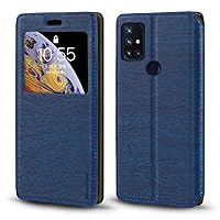 Oneplus Nord N10 5G Case, Wood Grain Leather Case with Card Holder and Window, Magnetic Flip Cover for Oneplus Nord N10 5G