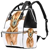 Watercolor Goat Head Diaper Bag Travel Mom Bags Nappy Backpack Large Capacity for Baby Care