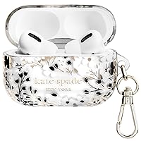 Kate Spade New York AirPods Pro Protective Case with Keychain Ring - Multi Floral Black and White, Compatible with AirPods Pro 2nd / 1st Generation