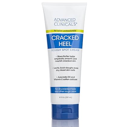 Advanced Clinicals Cracked Heel Foot Cream Skin Care Moisturizer Lotion For Feet W/Shea Butter | Helps Heal Cracked Skin, Rough Spots, Calluses, & Dry Skin | Foot Lotion | Hand Lotion| Large 8 Fl Oz