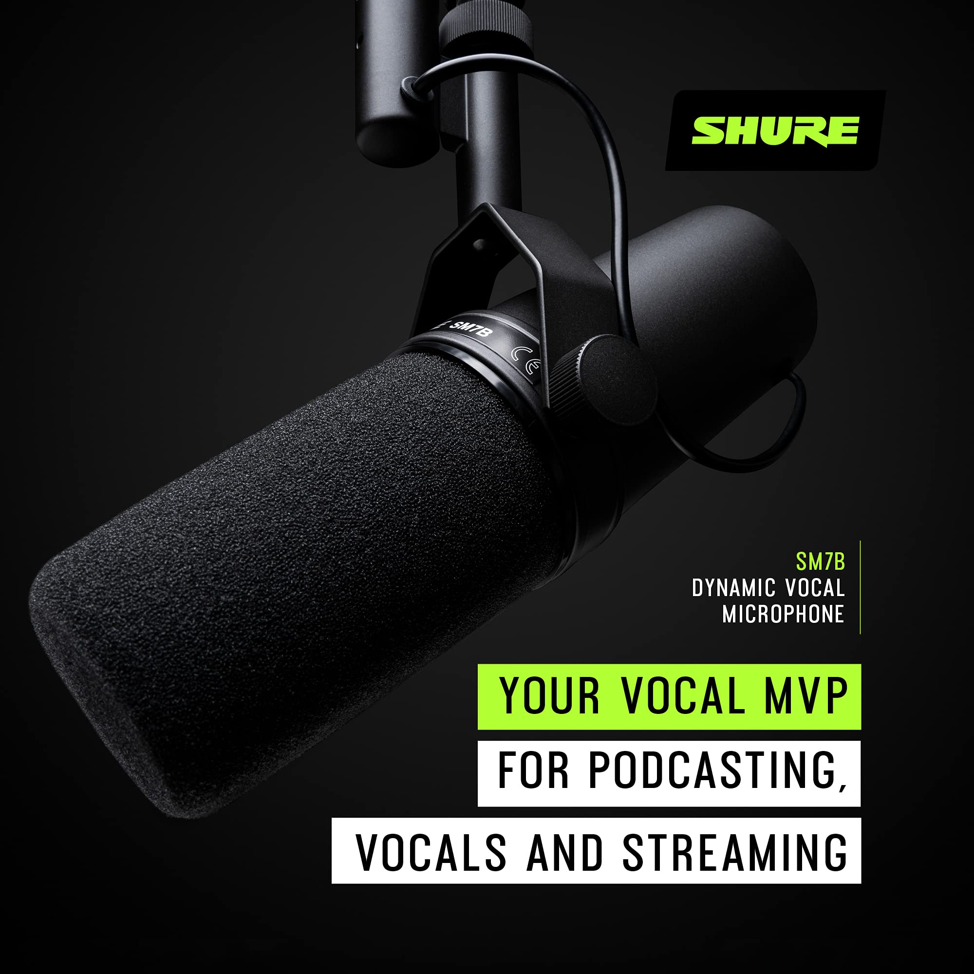 Mua Shure SM7B Vocal Dynamic Microphone for Broadcast, Podcast & Recording,  XLR Studio Mic for Music & Speech, Wide-Range Frequency, Warm & Smooth  Sound, Rugged Construction, Detachable Windscreen - Black trên Amazon