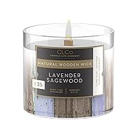 Company Scented Candles, Lavender Sagewood Fragrance, One 14 oz. Single Wooden Wick Aromatherapy Candle with 90 Hours of Burn Time, White Color