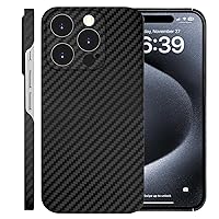 Slim Case Compatible with iPhone 15 Pro, Thin Light Carbon Fiber 15Pro Protective Cover, Aramid Shell Wireless Charging Friendly, Black/Grey (Twill)