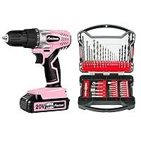 AVID POWER 20V Lithium Ion Cordless Drill Set Bundle with 41Pcs Drill Bit Set-RED