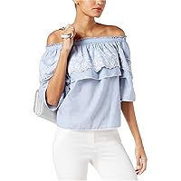 Womens Chambray Knit Blouse