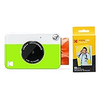 Kodak Printomatic Digital Instant Print Camera (Neon Green) with Kodak 2ʺx3ʺ Premium ZINK Photo Paper (50 Sheets)