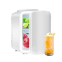Portable Mini Fridge, 4L Cooler/Warmer Compact Refrigerators with 110V AC Cords, for Food, Drink, SkinCare, Office, Bedroom, Dormitory, White
