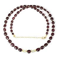 Oval Shape Natural Red Spinel Ethiopian Opal Beads Necklace with 925 Sterling Silver Clasp for Women, Girls (45 CM)