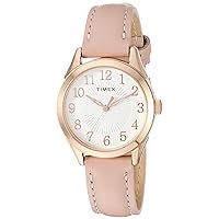 Timex Women's TW2T66500 Briarwood 28mm Pink/Rose Gold Genuine Leather Strap Watch