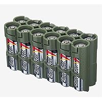 by Powerpax AA Battery Storage Caddy, Military Green, Holds 12 Batteries (Not Included)