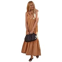 The Drop Women's Doe Tan V-Neck Strappy Tiered Maxi Dress by @amberfillerup