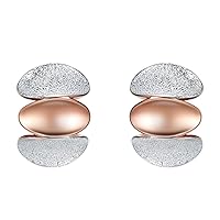 Triple layers Metallic Stud Earrings for Women Mixed Silver & Rose Gold Color Trendy Earring Brand Jewelry