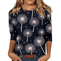 Blouses for Women, 3/4 Sleeve Shirts for Women Easter Print Graphic Tees Blouses Casual Plus Size Basic Tops Pullover