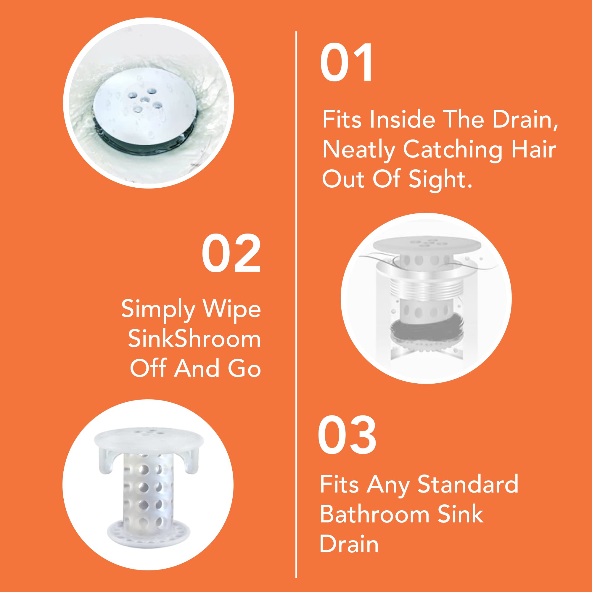SinkShroom SSCLE988 The Revolutionary Sink Drain Protector Hair Catcher/Strainer/Snare, Clear