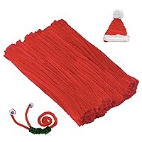 Cuttte Pipe Cleaners Craft Supplies - 300pcs Red Pipe Cleaners Chenille Stems for Craft Kids DIY Art Supplies (6 mm x 12 inch)