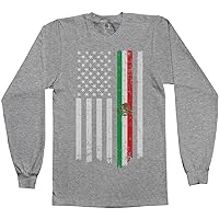 Threadrock Men's Mexican American Flag Long Sleeve T-Shirt