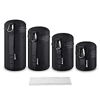 4x Zipper Lens Case Lens Pouch Bag with Thick Protective Neoprene for DSLR Camera Lens Fit for CA Nikon Sony Olympus Panasonic Includes Small Medium Large XL Size