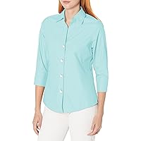 Foxcroft Women's Paityn 3/4 Sleeve Solid Pinpoint Shaped Blouse