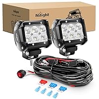 Nilight - ZH010 2PCS 4 Inch 18W Flood LED Light Bars LED Work Lights LED Fog Lights Off Road Driving Lights With Off Road Wiring Harness, 2 Years Warranty