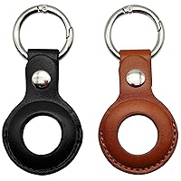 2 Pcs Leather Case Keychain Anti-Lost Keyring for Kids/Dog Collar Tracker Cover Case