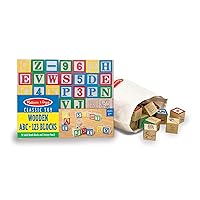 Deluxe ABC/123 1-Inch Blocks Set With Storage Pouch (50 pcs) - Letters And Numbers/ABC Classic Wooden Blocks For Toddlers And Kids Ages 2+