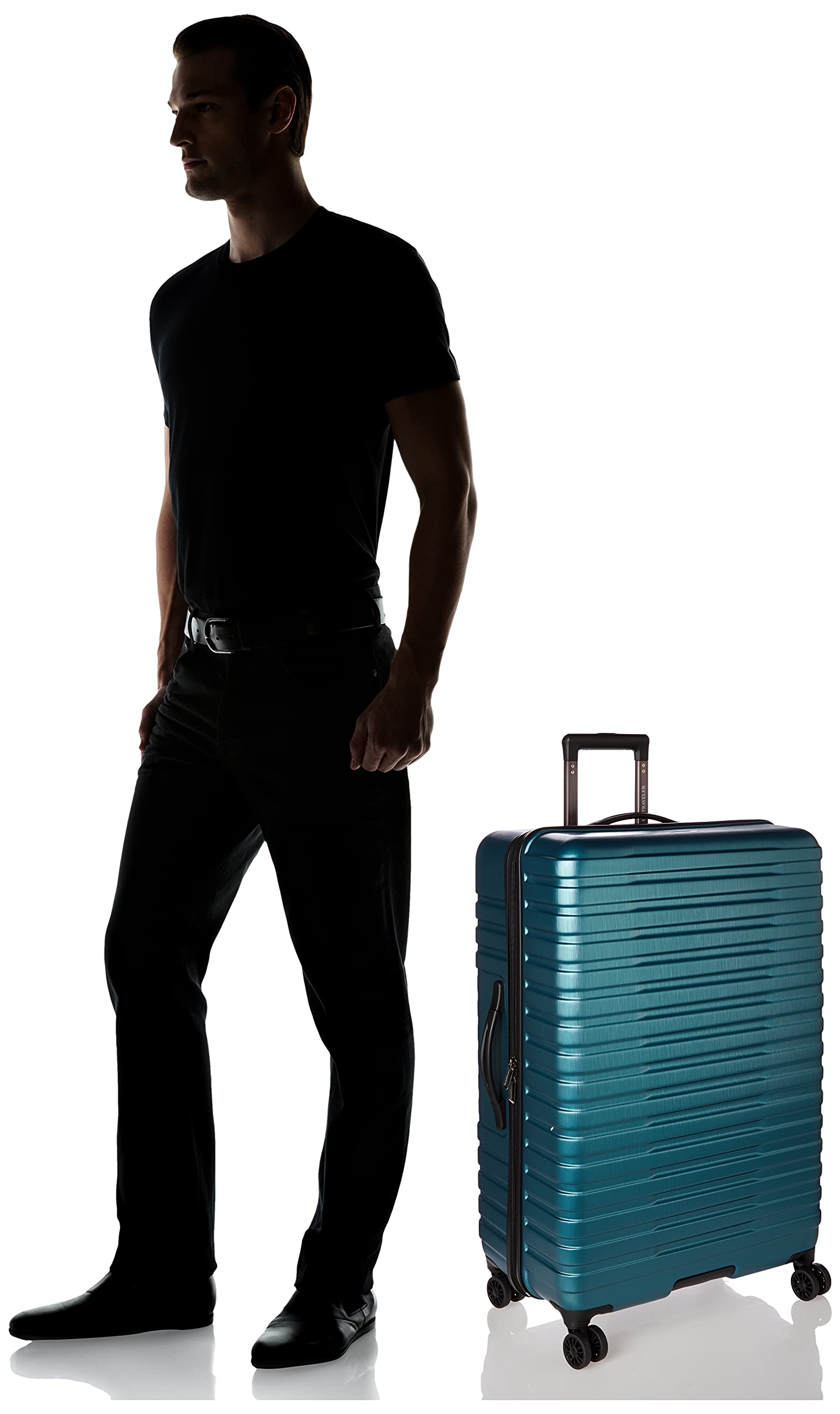 U.S. Traveler Boren Polycarbonate Hardside Rugged Travel Suitcase Luggage with 8 Spinner Wheels, Aluminum Handle, Teal, Checked-Large 30-Inch