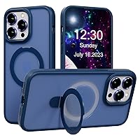 Invisible Stand Magnetic Fit for iPhone 15, [Compatible with Magsafe] Shockproof Matte Translucent Slim Phone Cover with Kickstand & Camera Lens Protector Blue