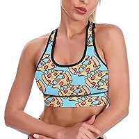 Pizza Pattern Breathable Sports Bras for Women Workout Yoga Vest Underwear Crop Tops Gym