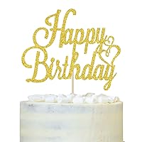Gold Glitter Happy Birthday Cake Topper, Birthday Party Decorations Supplies