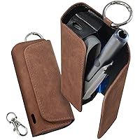 SOAREM Compatible with IQOS Ilma Case, Suede-tone PU Leather Case with Carabiner Attachment Hook (Coffee Brown)