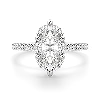Riya Gems 3.50 CT Marquise Moissanite Engagement Ring Wedding Eternity Band Vintage Solitaire Halo Setting Silver Jewelry Anniversary Promise Ring Gift