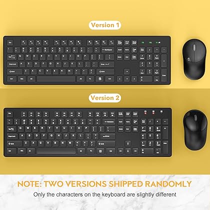 Wireless Keyboard and Mouse, Trueque Silent 2.4GHz Cordless Full Size USB Mouse Combo, Long Battery Life, Lag-Free for Computer, Laptop, PC, Windows, Mac, Chrome OS (Black)